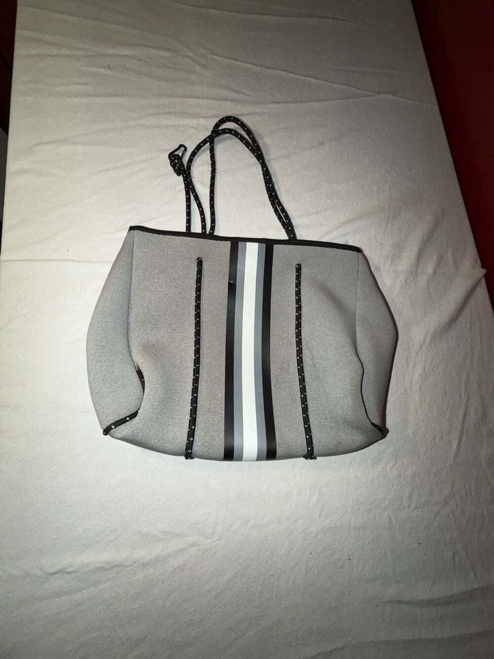 Haute Shore Greyson Aspen Neoprene Tote Bag Grey Striped
